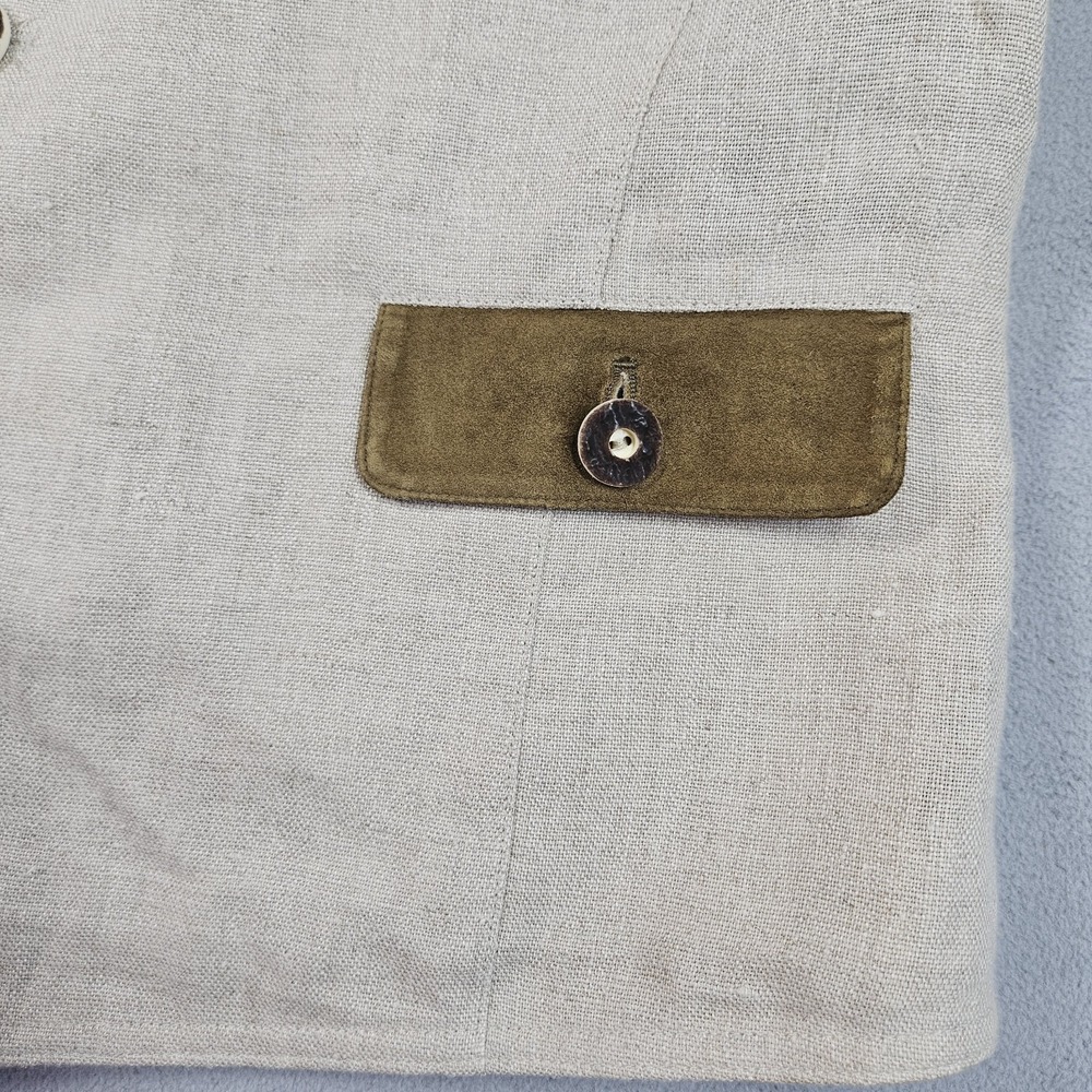 German Linen Vest Men US Sz 44/ EU 54 Western Trachten Traditional Leather Hunt - Picture 2 of 16